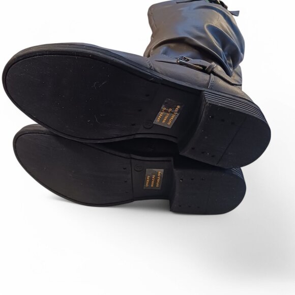 Journee Collection Gray Faux Leather Stormy Rutched Side Riding Boots – Size 8 - Picture 11 of 16